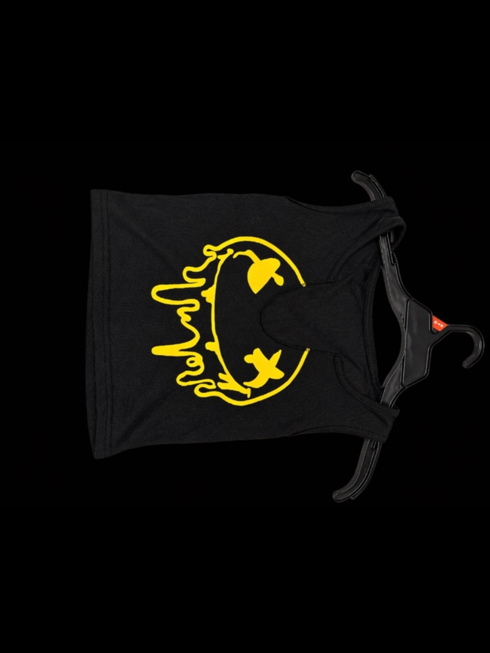 SHEIN Black Crop Tank with Yellow Drip Smiley Graphic